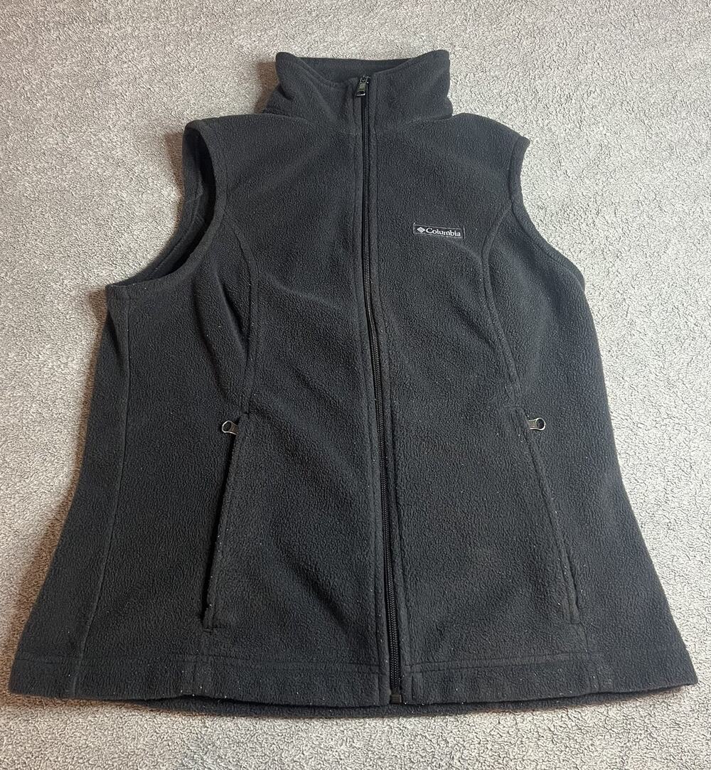 Columbia Women’s Benton Springs Fleece Vest Black Size Medium Full Zip Pockets